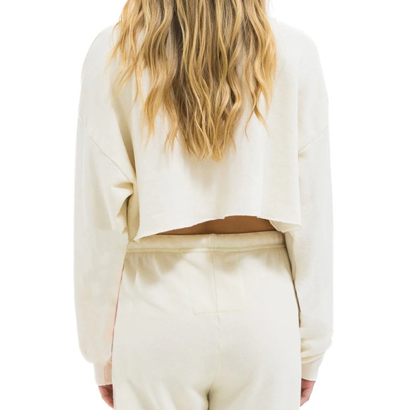 Aviator Nation - Vintage Logo Cropped Crew Sweatshirt - Vintage White - NWT - Picture 2 of 2